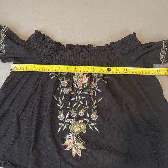 American Eagle Outfitters Floral Off-The-Shoulder Top Sz S Crop 3/4 Sleeve Boho - Picture 6 of 8